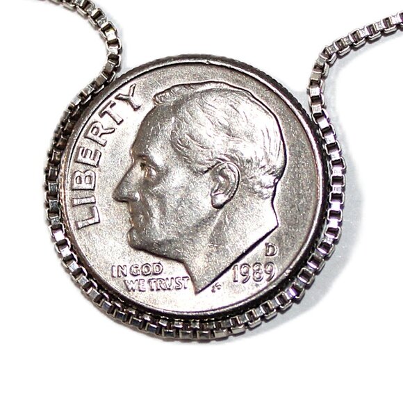 Sterling Silver Carved Mother of Pearl Wire Wrapped Box Chain Necklace 20 Inches - Picture 4 of 7